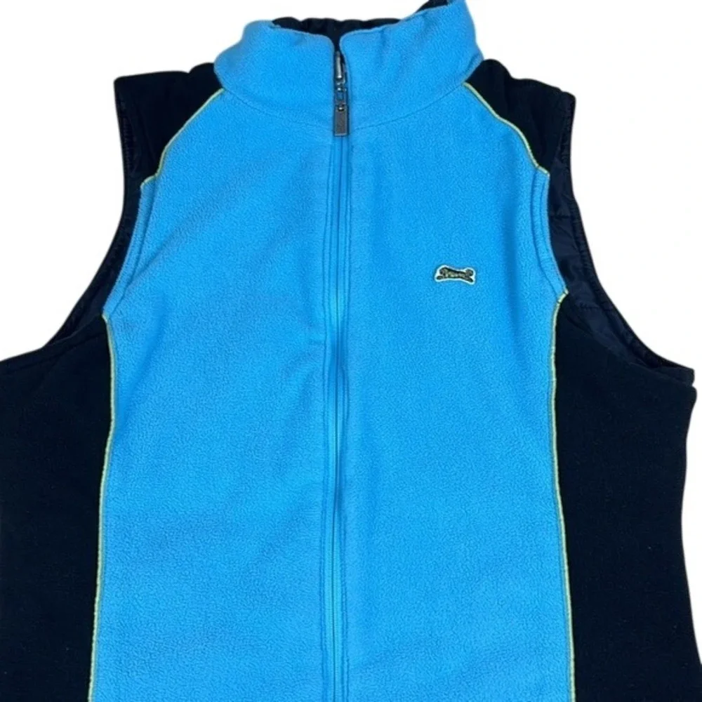 Le Tigre Y2K‎ Unisex Reversible Puffer Fleece Vest Black Blue Lime Green Size M